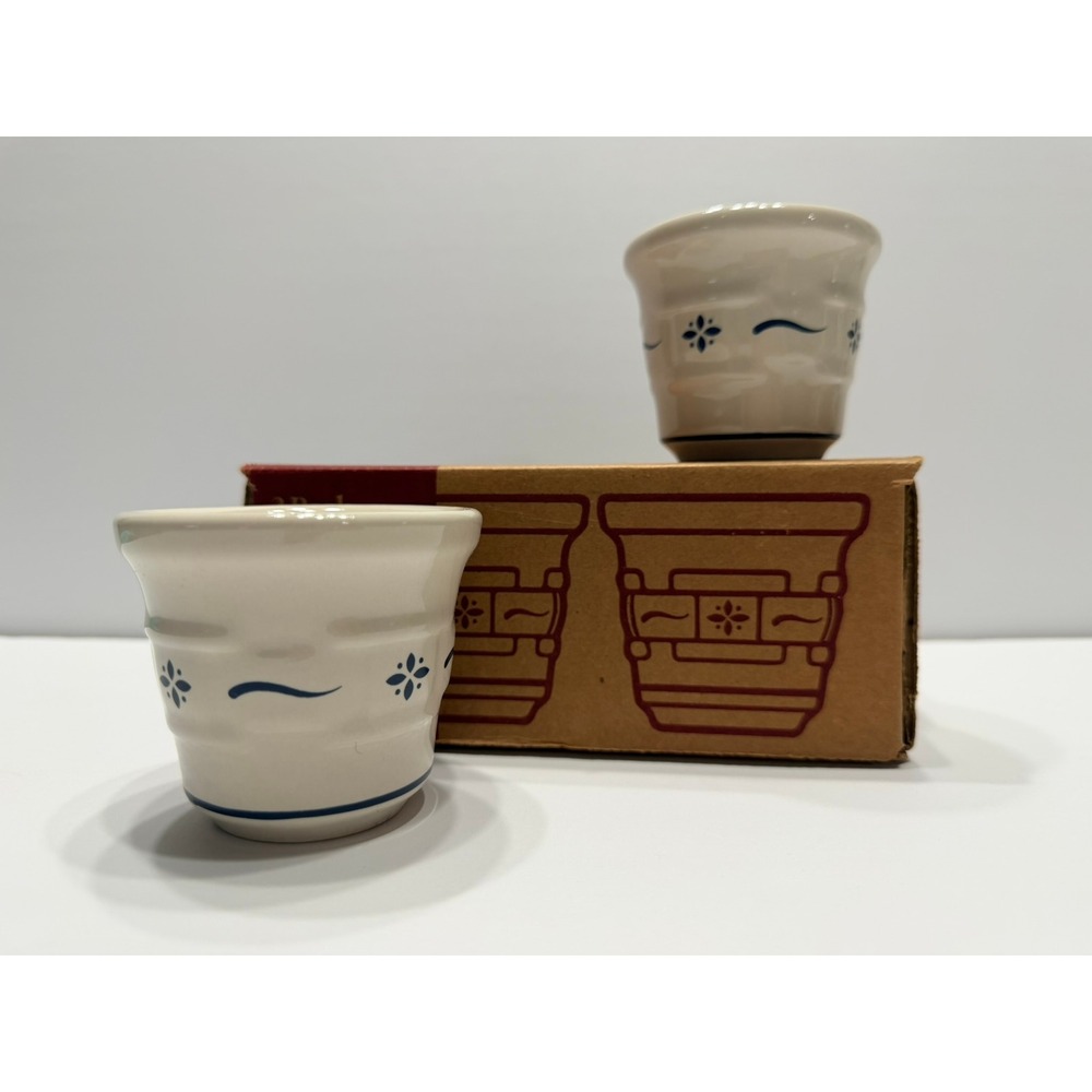 Longaberger Pottery 2 Pack Votive Cups Classic Blue 35904 New in Box NIB